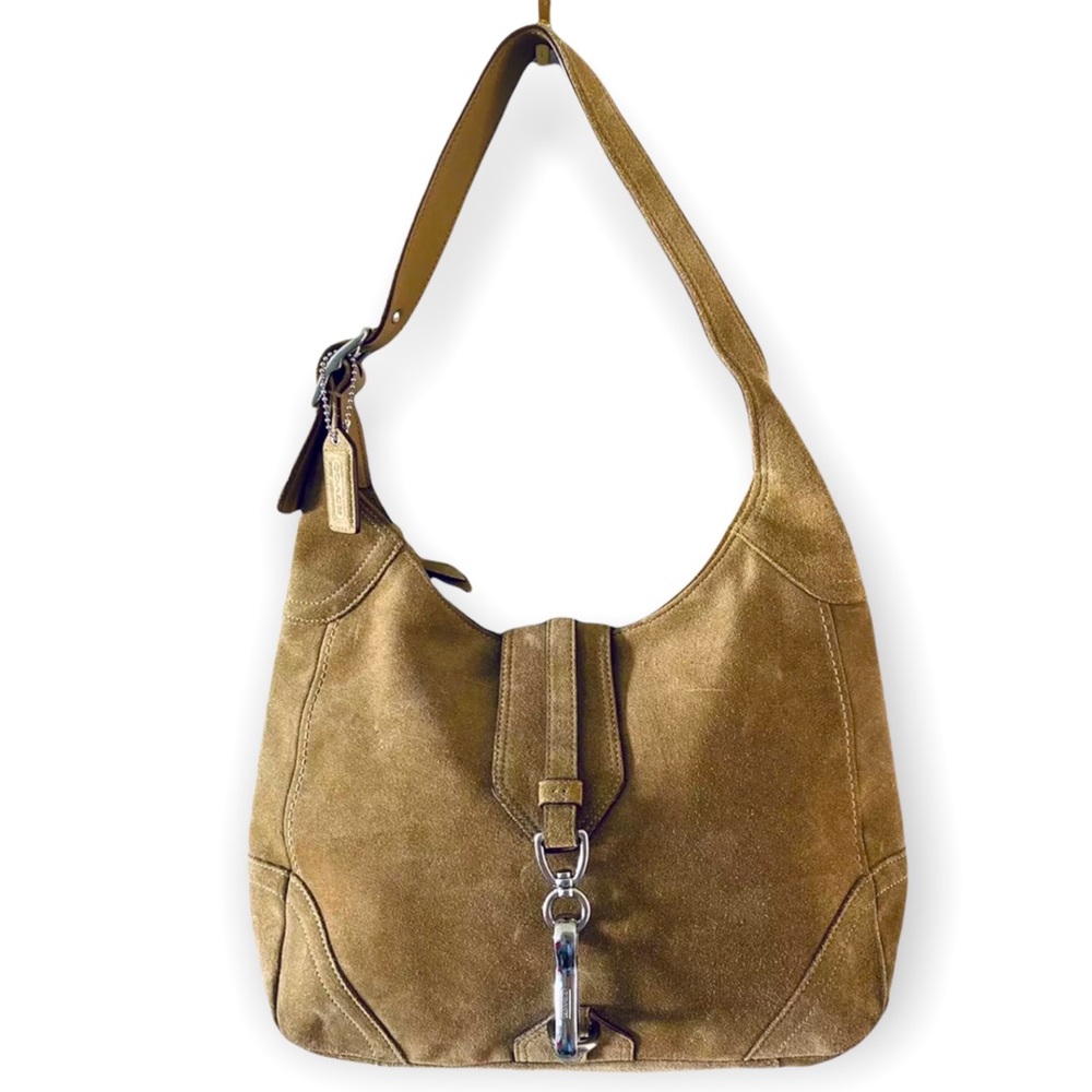Coach Handbag  brown tan suede Genuine Leather